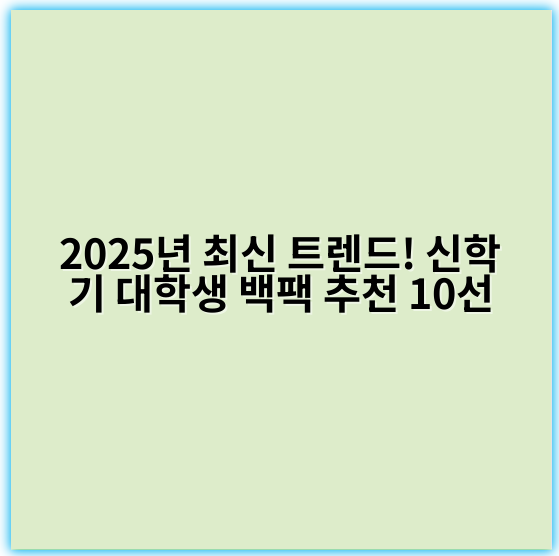 2025년 최신 트렌드! 신학기 대학생 백팩 추천 10선